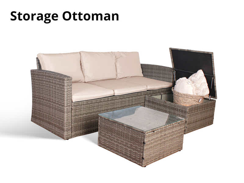 Outdoor Sofa with Storage PE wicker