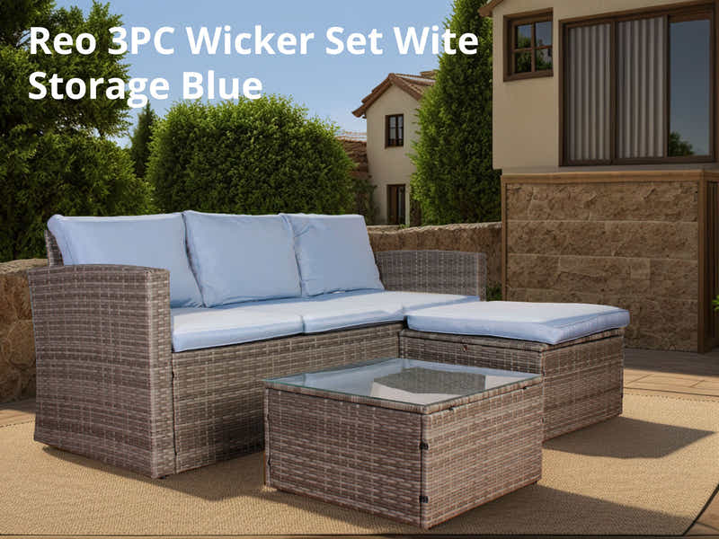 Outdoor Sofa with Storage PE wicker