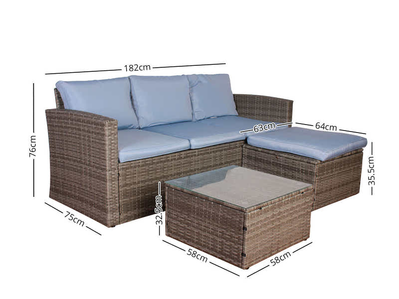 Outdoor Sofa with Storage PE wicker