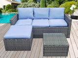 Rio 3PC Outdoor Sofa Set Blue PE rattan