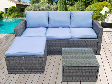 Rio 3PC Outdoor Sofa Set Blue PE rattan
