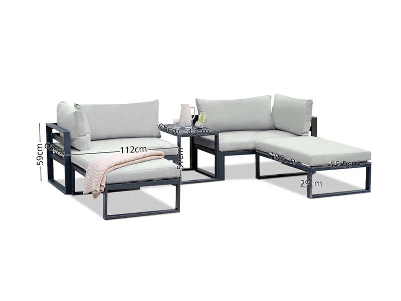 Santorini Lounge Set Dark Grey+Grey