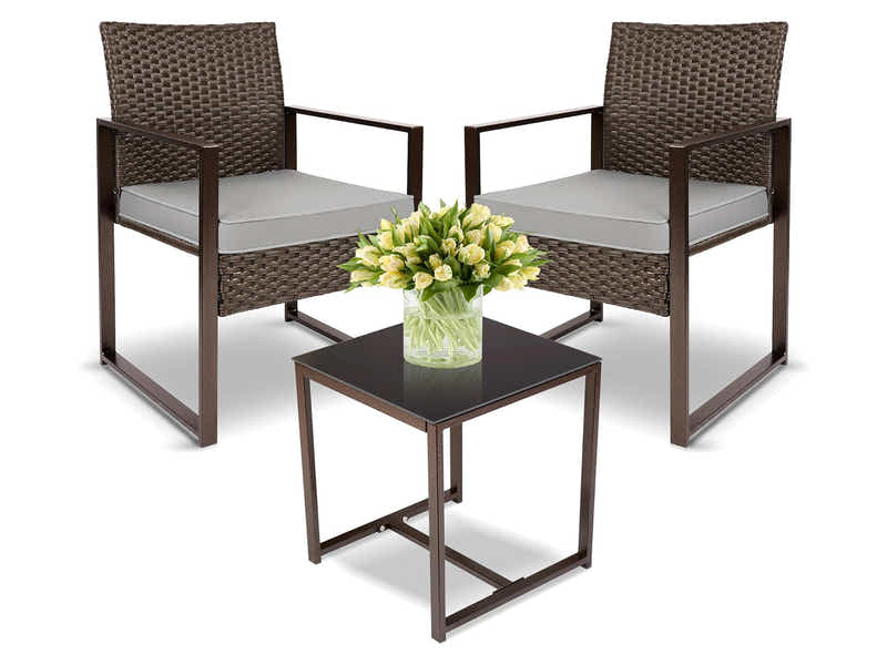 Livonia Outdoor Rattan Set Brown PE rattan