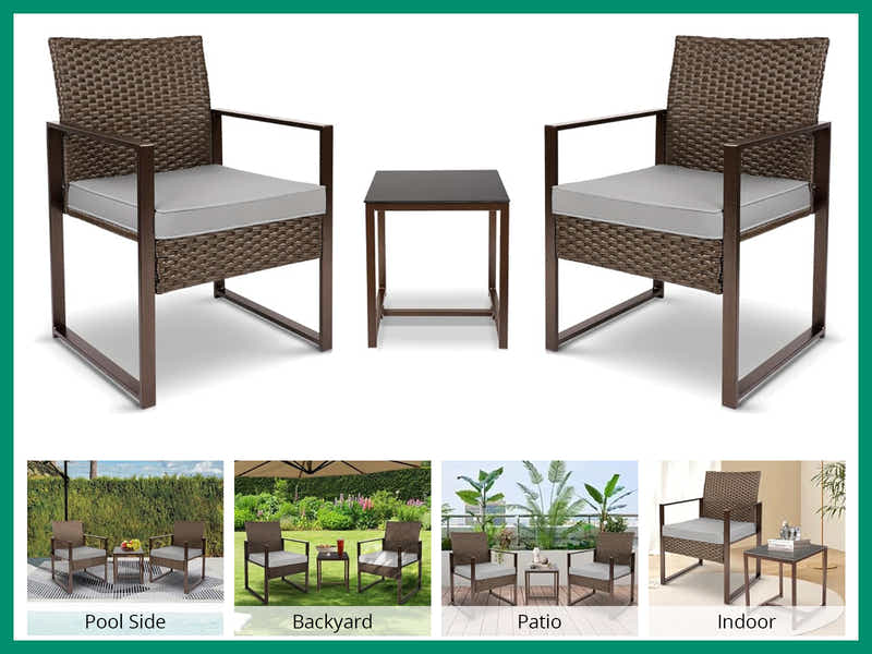 Livonia Outdoor Rattan Set Brown PE rattan