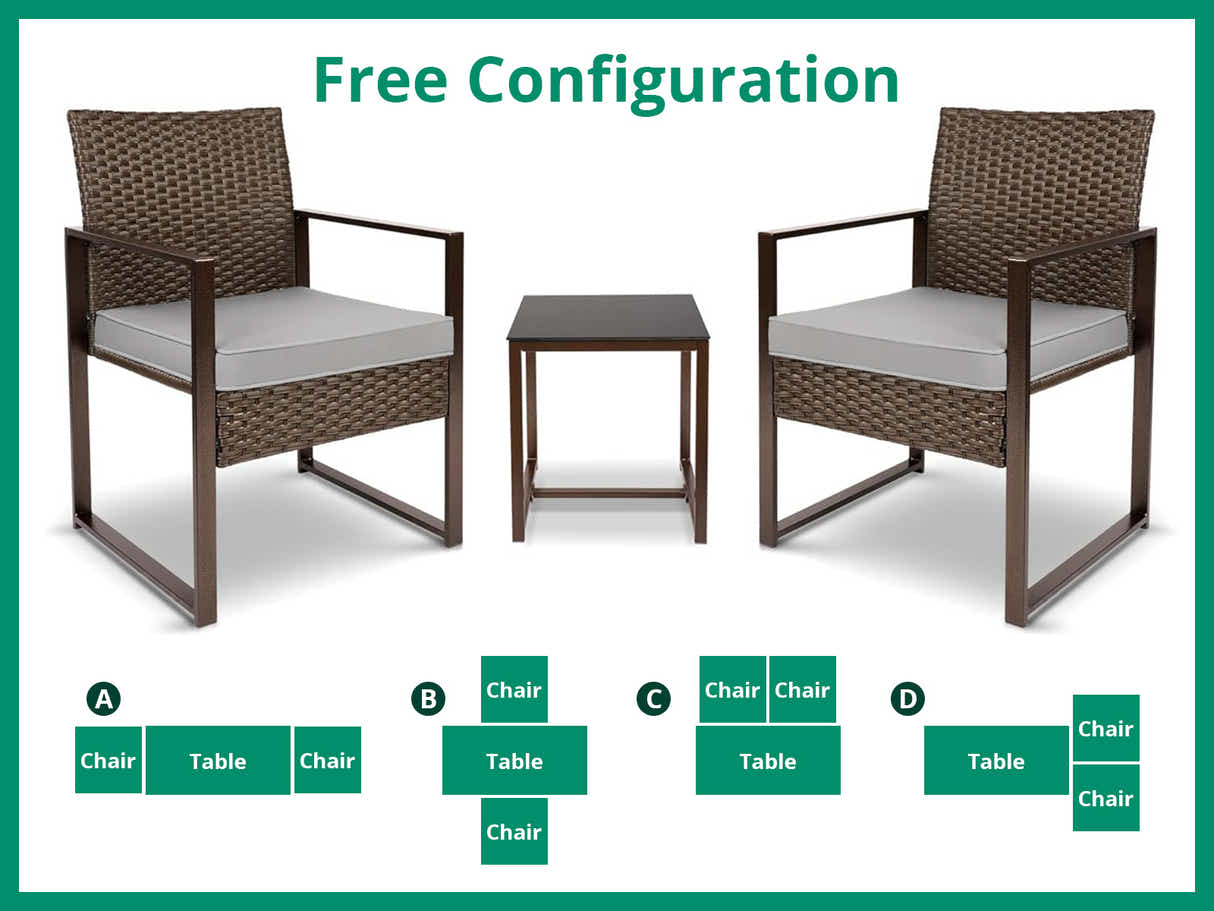 Livonia Outdoor Rattan Set - Brown + Grey