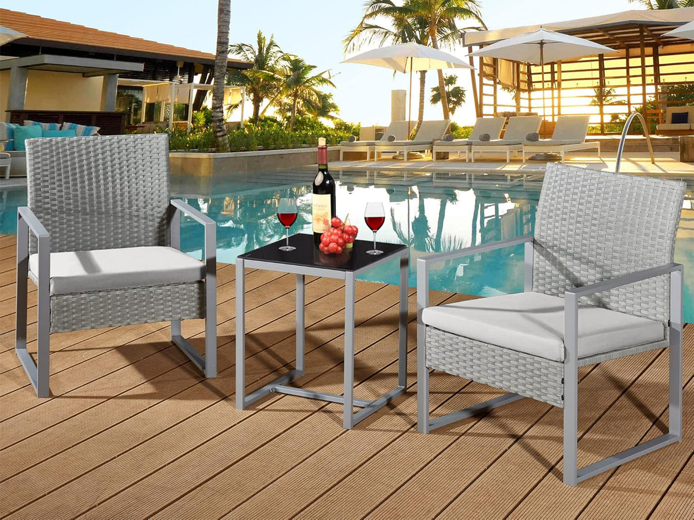 Livonia Outdoor Rattan Set Grey PE rattan