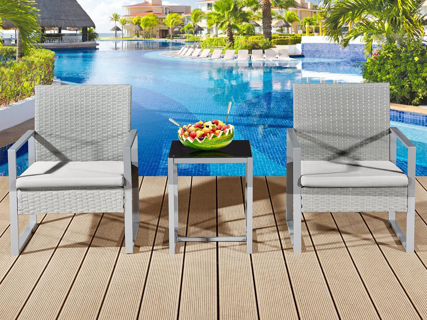 Livonia Outdoor Rattan Set Grey PE rattan