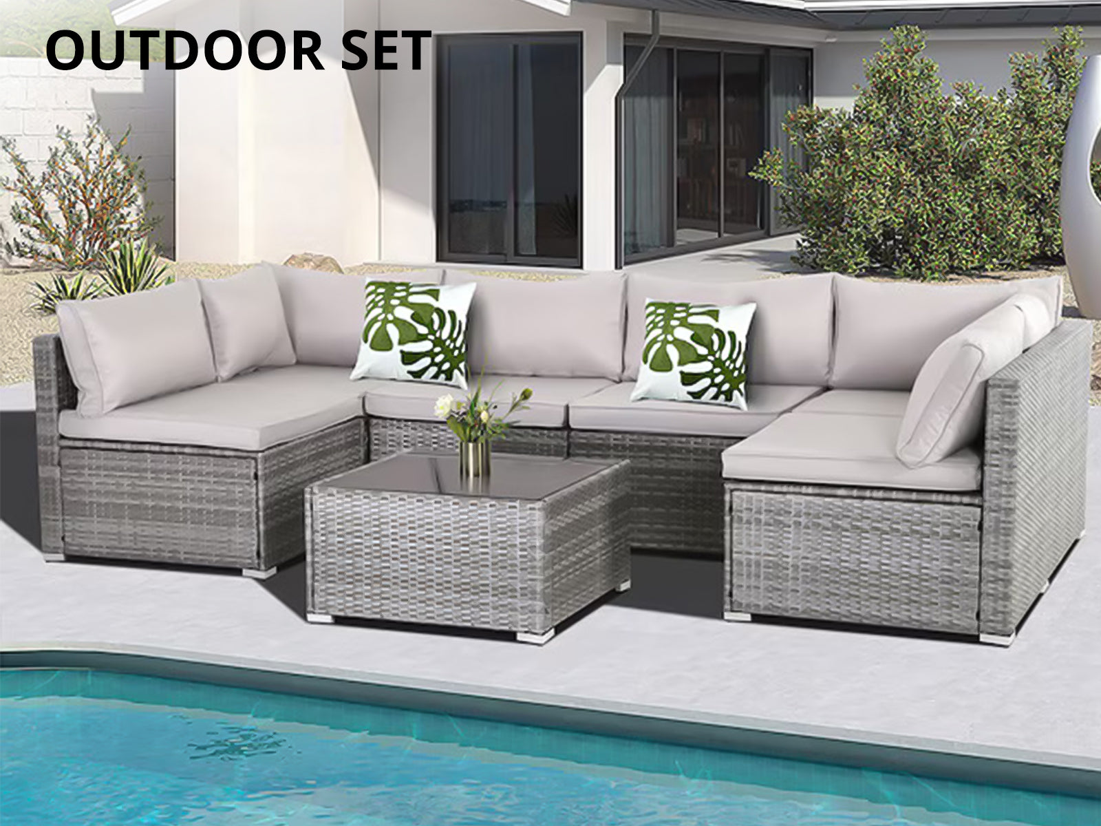 Lyrissa 7PC Outdoor Set PE wicker