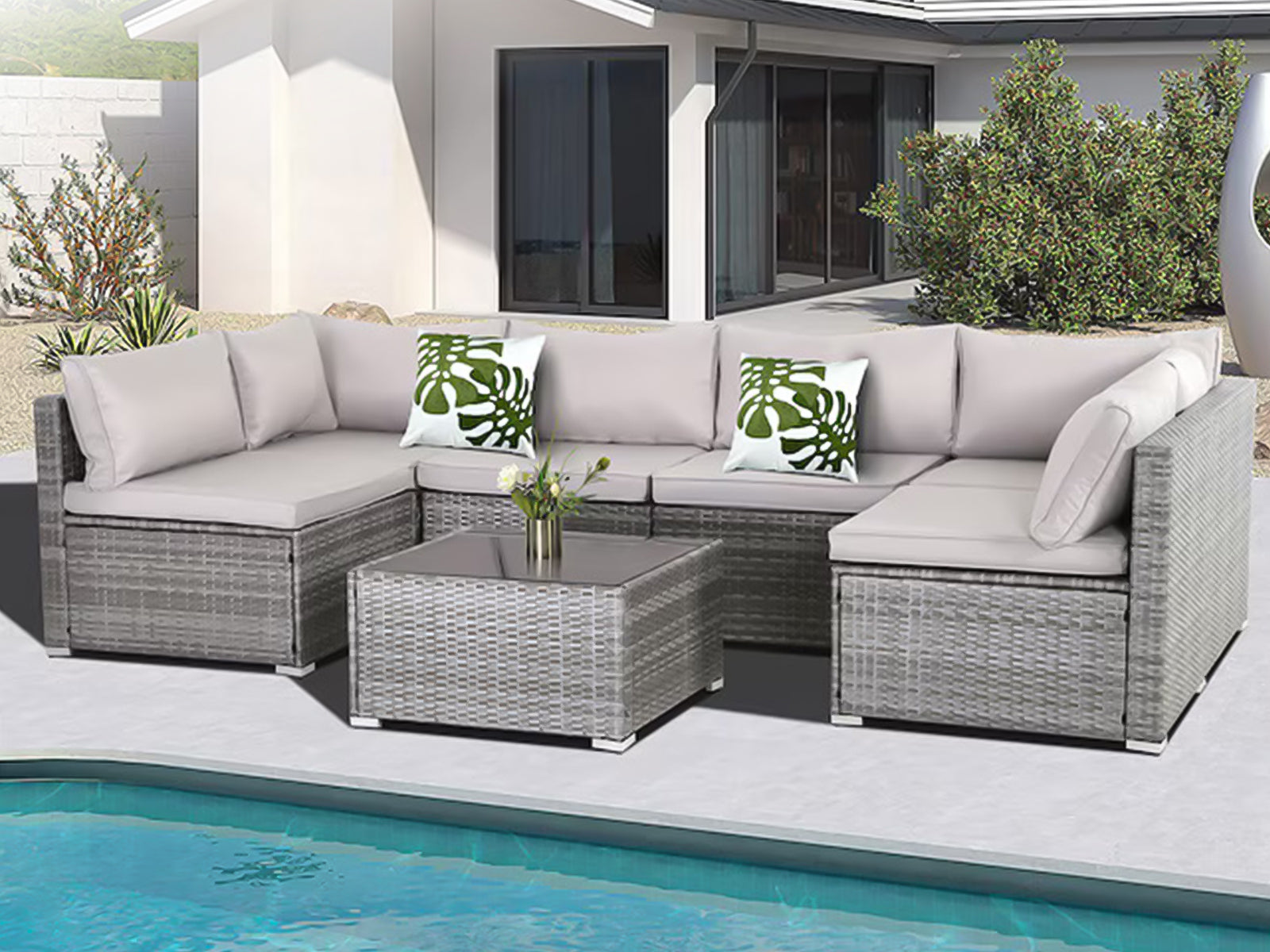 Lyrissa 7PC Outdoor Set PE wicker