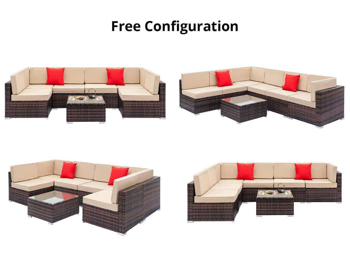Caelan 7-Piece Outdoor Set - Brown + Beige