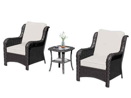 Fionnula 3PC Rattan Set Dark Brown+Beige