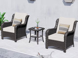 Fionnula 3PC Rattan Set Dark Brown+Beige