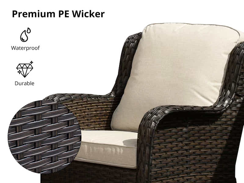 Fionnula 3PC Rattan Set Dark Brown+Khaki