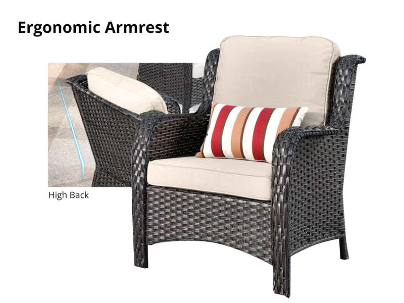 Fionnula 3PC Rattan Set Dark Brown+Khaki