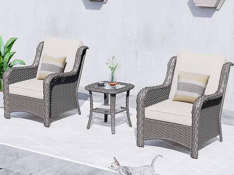 Fionnula 3PC Rattan Set Dark Grey+Beige