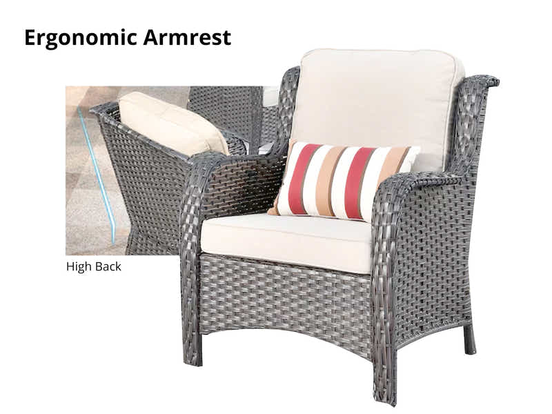 Fionnula 3PC Rattan Set Dark Grey+Beige