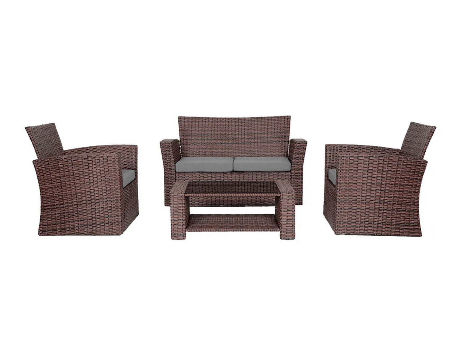 DS Geoff 4PC Outdoor Set Brown+Grey
