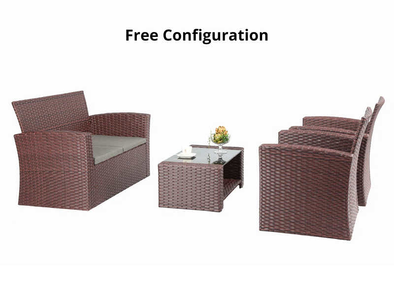 Geoff 4PC Outdoor Set Brown+Grey