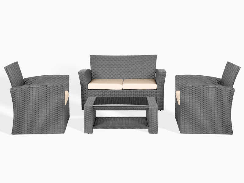 Geoff 4PC Outdoor Set Grey+Beige