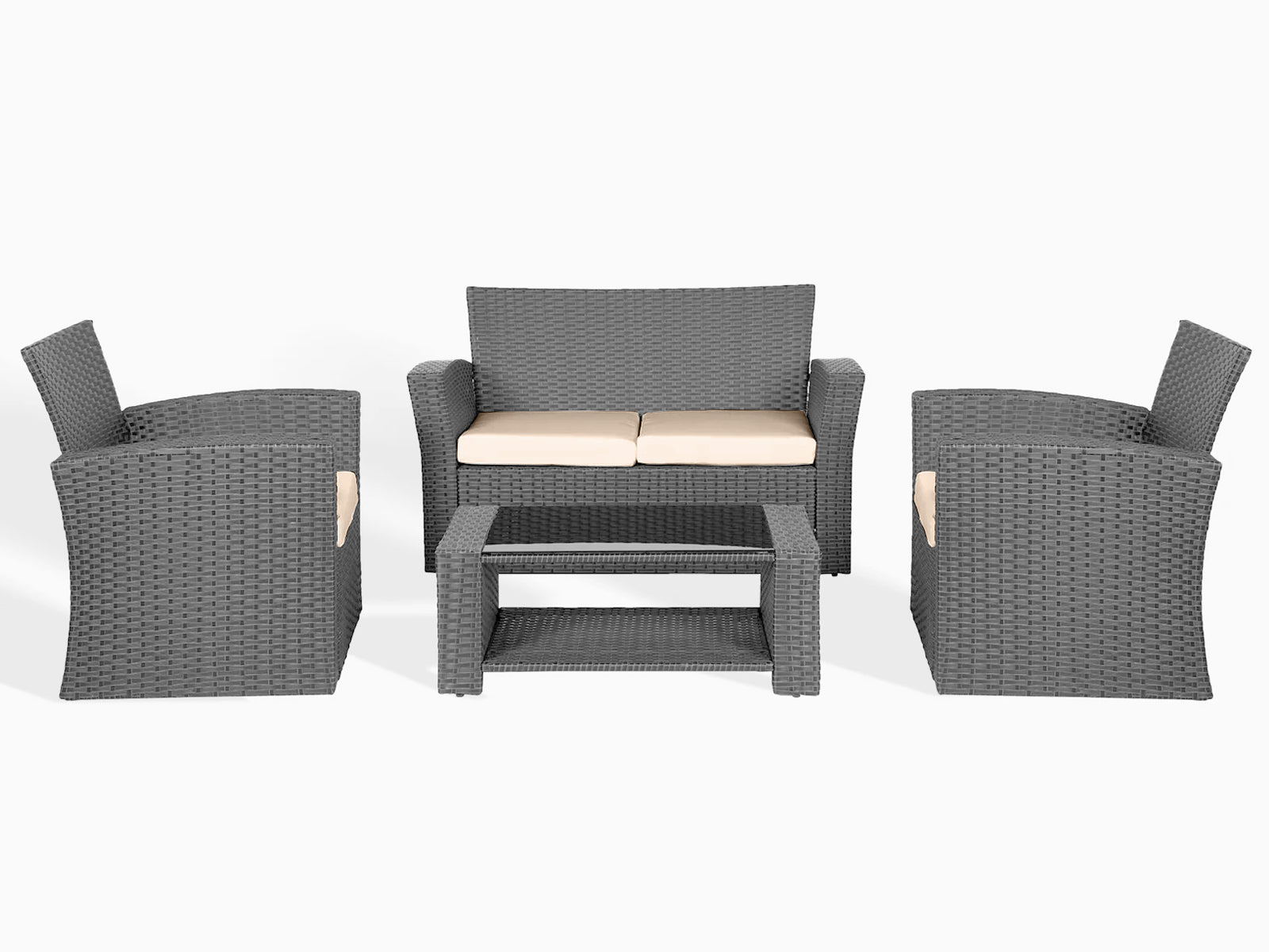 DS Geoff 4PC Outdoor Set Grey+Beige