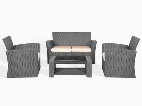 DS Geoff 4PC Outdoor Set Grey+Beige