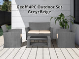 DS Geoff 4PC Outdoor Set Grey+Beige