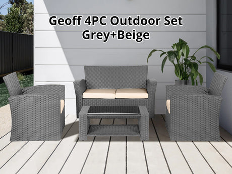 DS Geoff 4PC Outdoor Set Grey+Beige