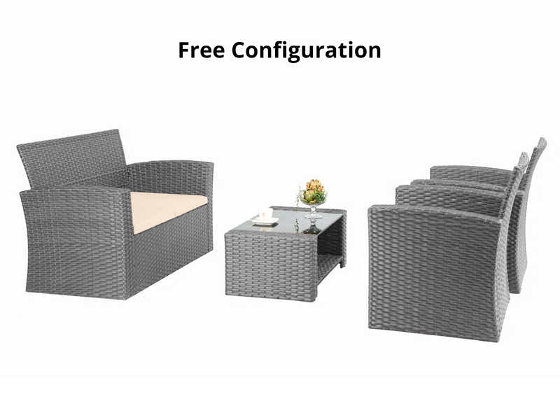 Geoff 4PC Outdoor Set Grey+Beige