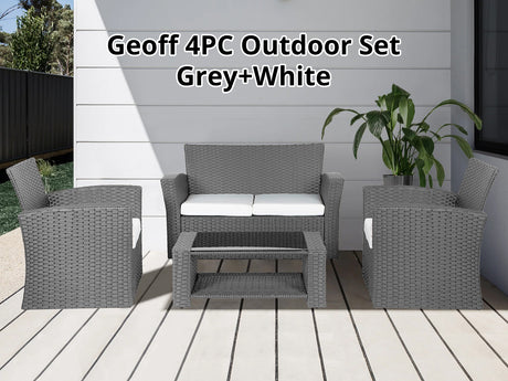 DS Geoff 4PC Outdoor Set Grey+White