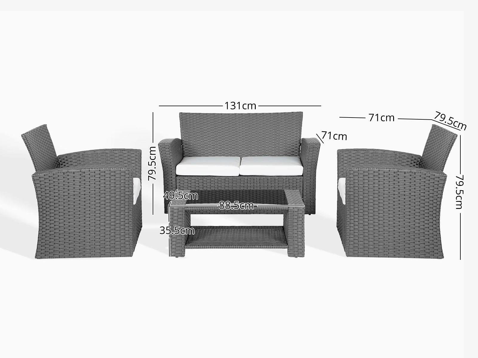 DS Geoff 4PC Outdoor Set Grey+White