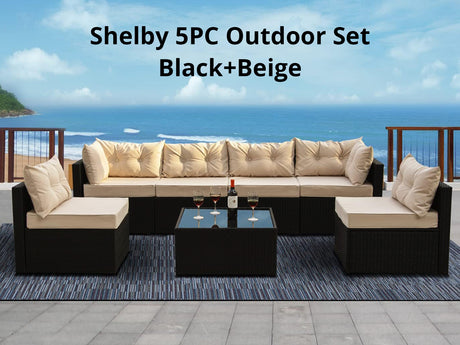 DS Shelby 5PC Outdoor Set Black+Beige