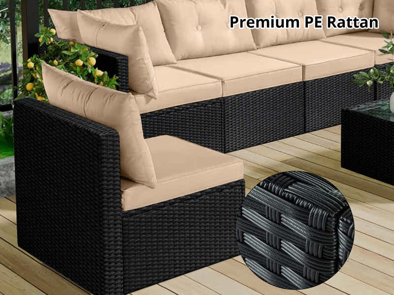 Shelby 5PC Outdoor Set Black+Beige