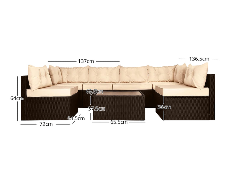 Shelby 5PC Outdoor Set Brown+Beige