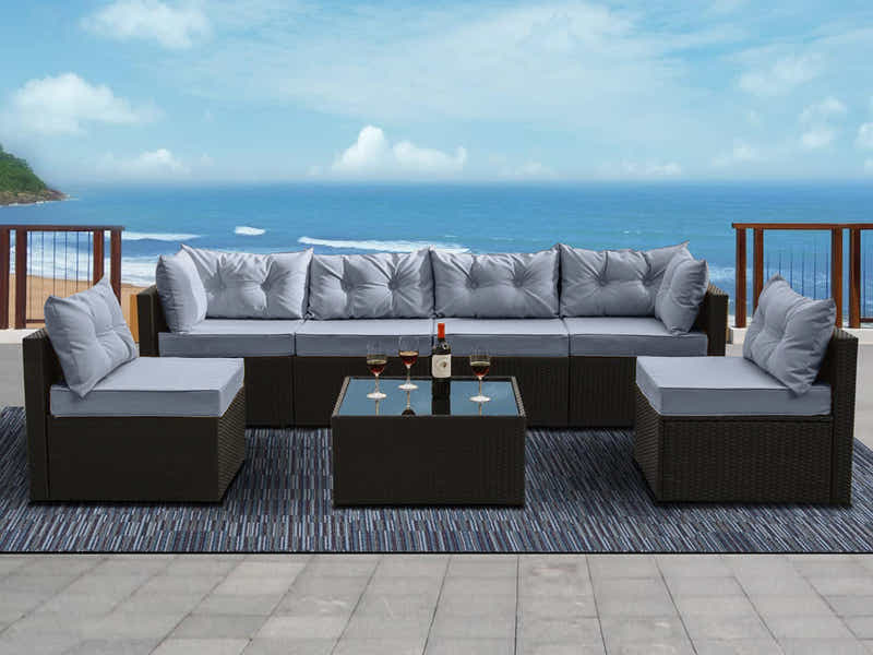 DS Shelby 5PC Outdoor Set Brown+Grey