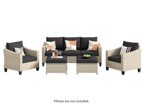 Jezza 5PC Patio Set Khaki+Black