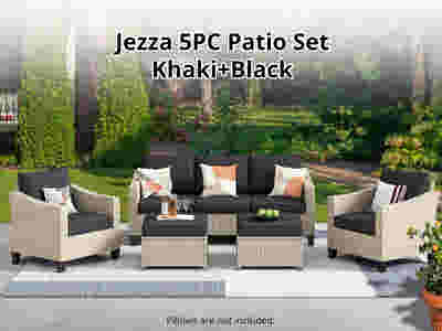 Jezza 5PC Patio Set Khaki+Black