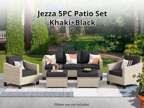 Jezza 5PC Patio Set Khaki+Black