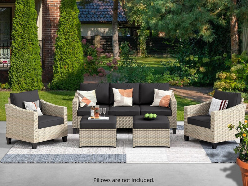 Jezza 5PC Patio Set Khaki+Black