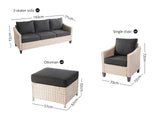 Jezza 5PC Patio Set Khaki+Black
