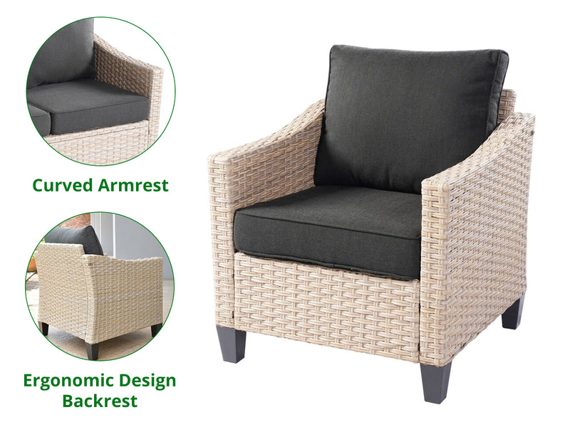 Jezza 5PC Patio Set Khaki+Black