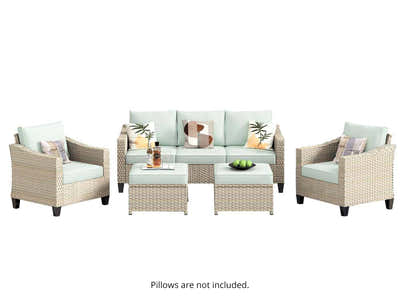 Jezza 5PC Patio Set Khaki+Mint