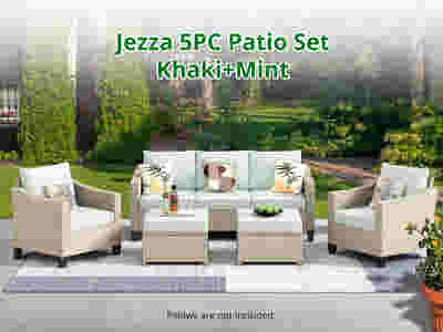 Jezza 5PC Patio Set Khaki+Mint