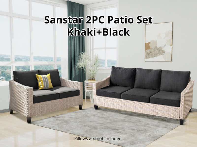 Sanstar 2PC Patio Set Khaki+Black