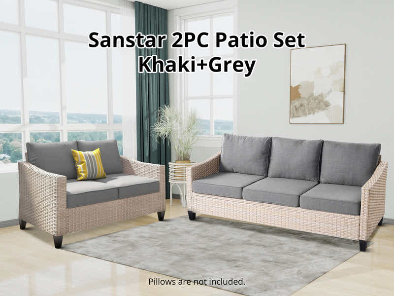 Sanstar 2PC Patio Set Khaki+Grey
