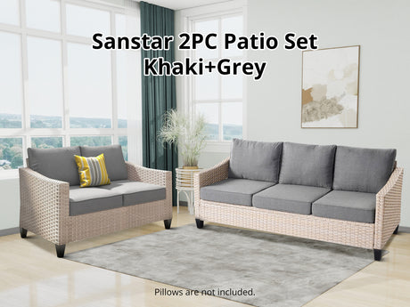 DS Sanstar 2PC Patio Set Khaki+Grey