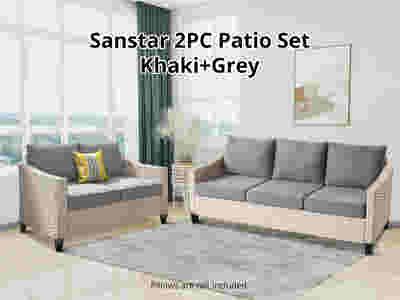 Sanstar 2PC Patio Set Khaki+Grey