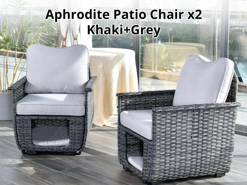 Aphrodite Patio Chair x2 Grey+Grey