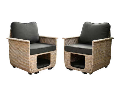 Aphrodite Patio Chair x2 Khaki+Black