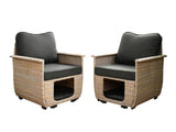 DS Aphrodite Patio Chair x2 Khaki+Black
