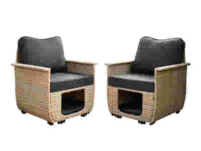 Aphrodite Patio Chair x2 Khaki+Black